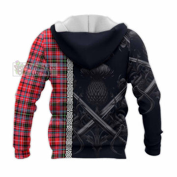 Udny Tartan Knitted Hoodie with Family Crest Cross Sword Thistle Celtic Vibes - Tartan Vibes Clothing
