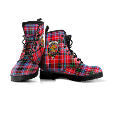 Udny Tartan Leather Boots with Family Crest