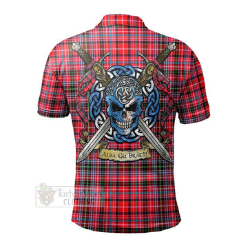 Udny Tartan Polo Shirt with Family Crest Celtic Skull Style