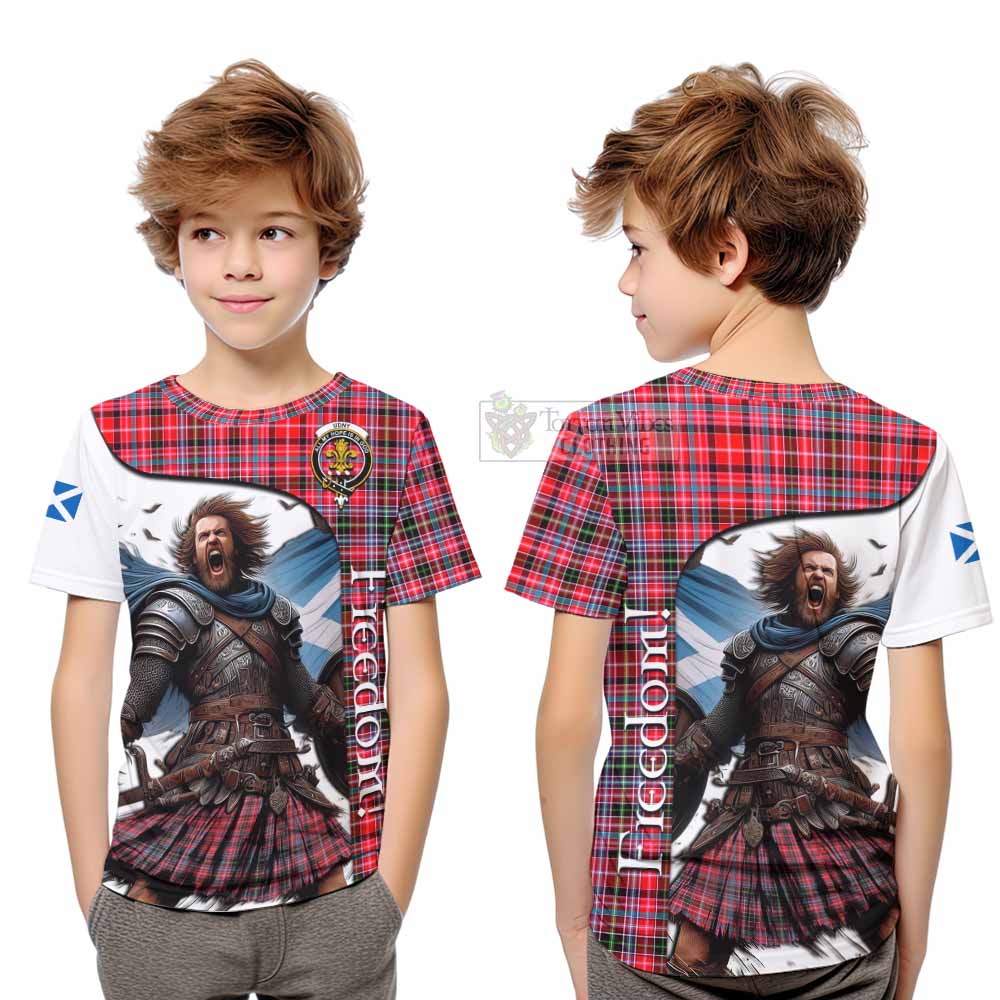 Tartan Vibes Clothing Udny Crest Tartan Kid T-Shirt Inspired by the Freedom of Scottish Warrior