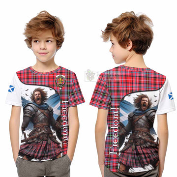 Udny Crest Tartan Kid T-Shirt Inspired by the Freedom of Scottish Warrior