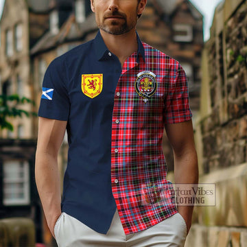 Udny Tartan Hawaiian Shirt Alba with Scottish Lion Royal Arm Half Style - Tartan Vibes Clothing