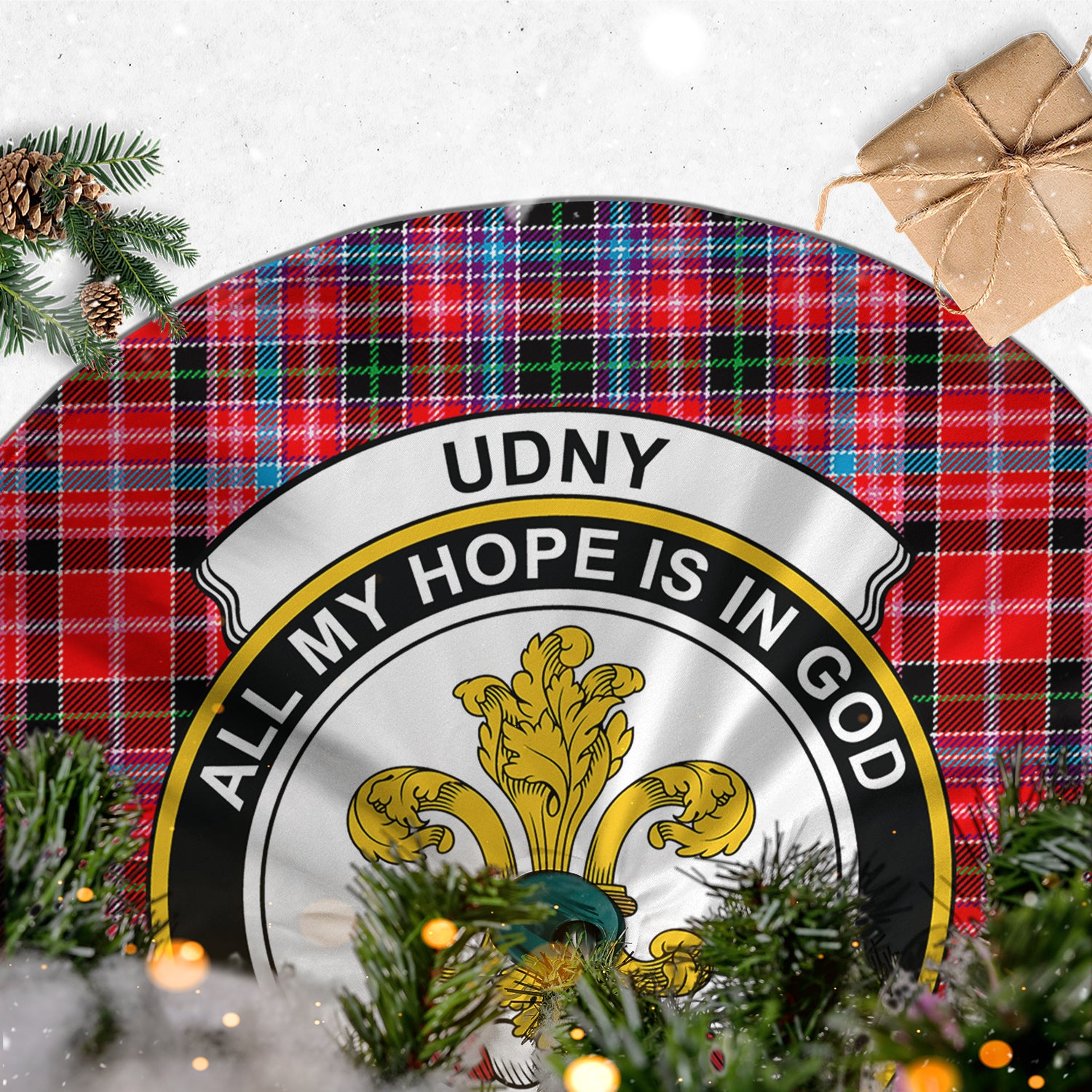 udny-tartan-christmas-tree-skirt-with-family-crest