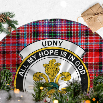 Udny Tartan Christmas Tree Skirt with Family Crest