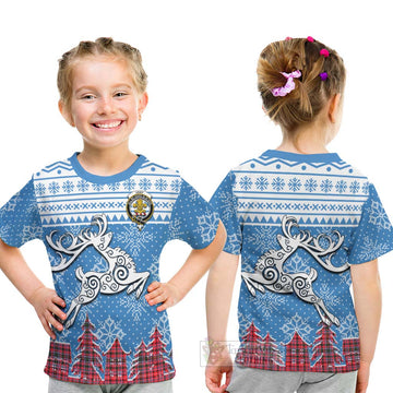 Udny Clan Christmas Kid T-Shirt Celtic Reindeer Style