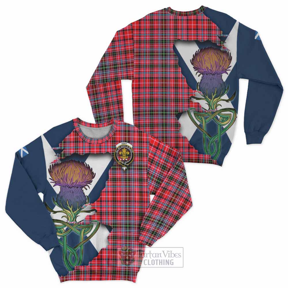 Udny Tartan Family Crest Sweatshirt Scottish Thistle Celtic Inspired - Tartan Vibes Clothing