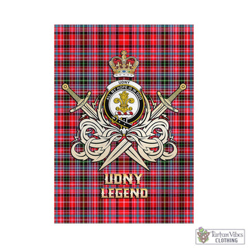 Udny Tartan Garden Flag with Clan Crest and the Golden Sword of Courageous Legacy - Tartan Vibes Clothing
