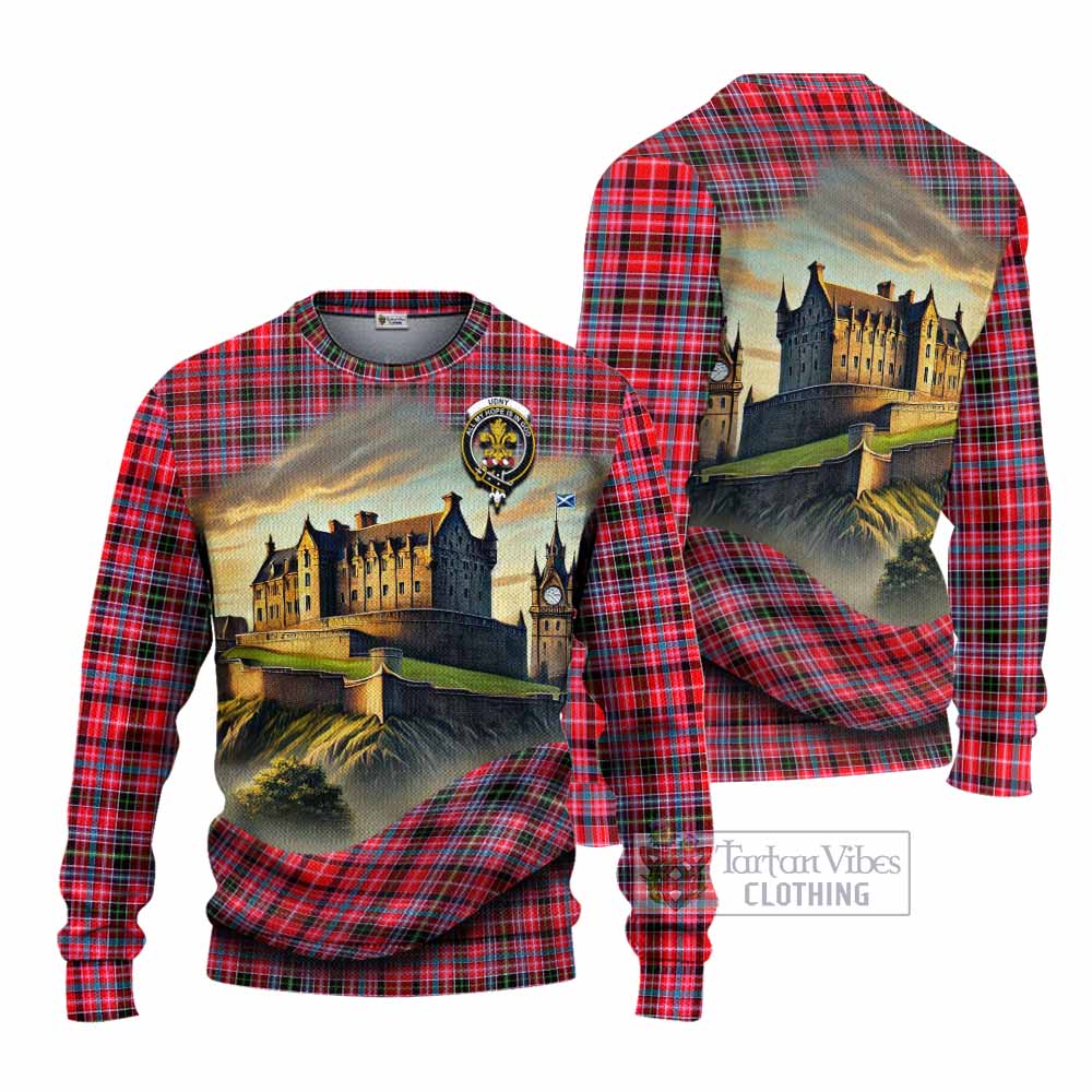 Udny Tartan Family Crest Knitted Sweater with Scottish Ancient Castle Style - Tartan Vibes Clothing