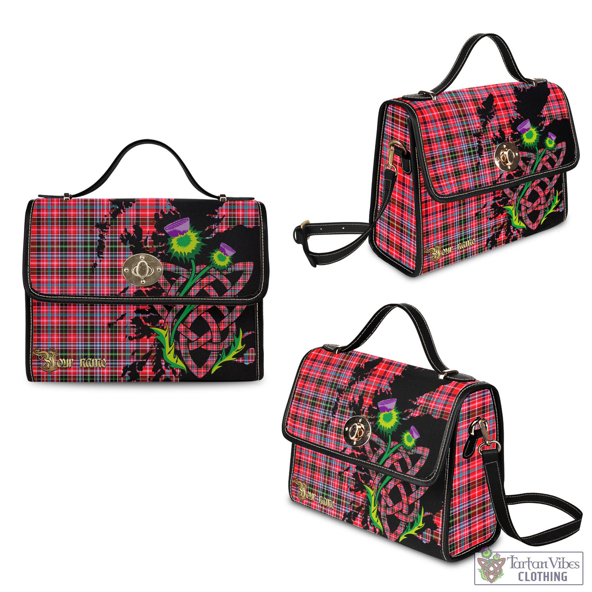 Udny Tartan Waterproof Canvas Bag with Scotland Map and Thistle Celtic Accents - Tartan Vibes Clothing