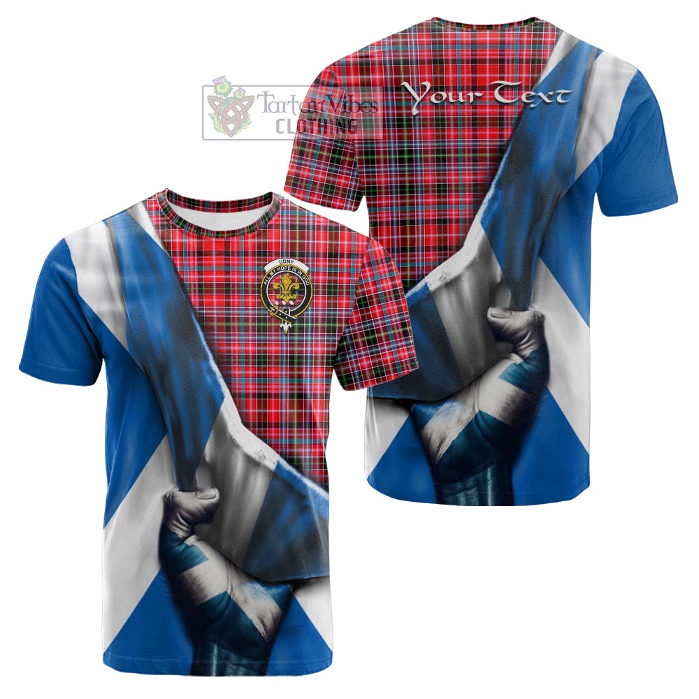 Tartan Vibes Clothing Udny Tartan Cotton T-shirt with Family Crest Scotland Patriotic Style