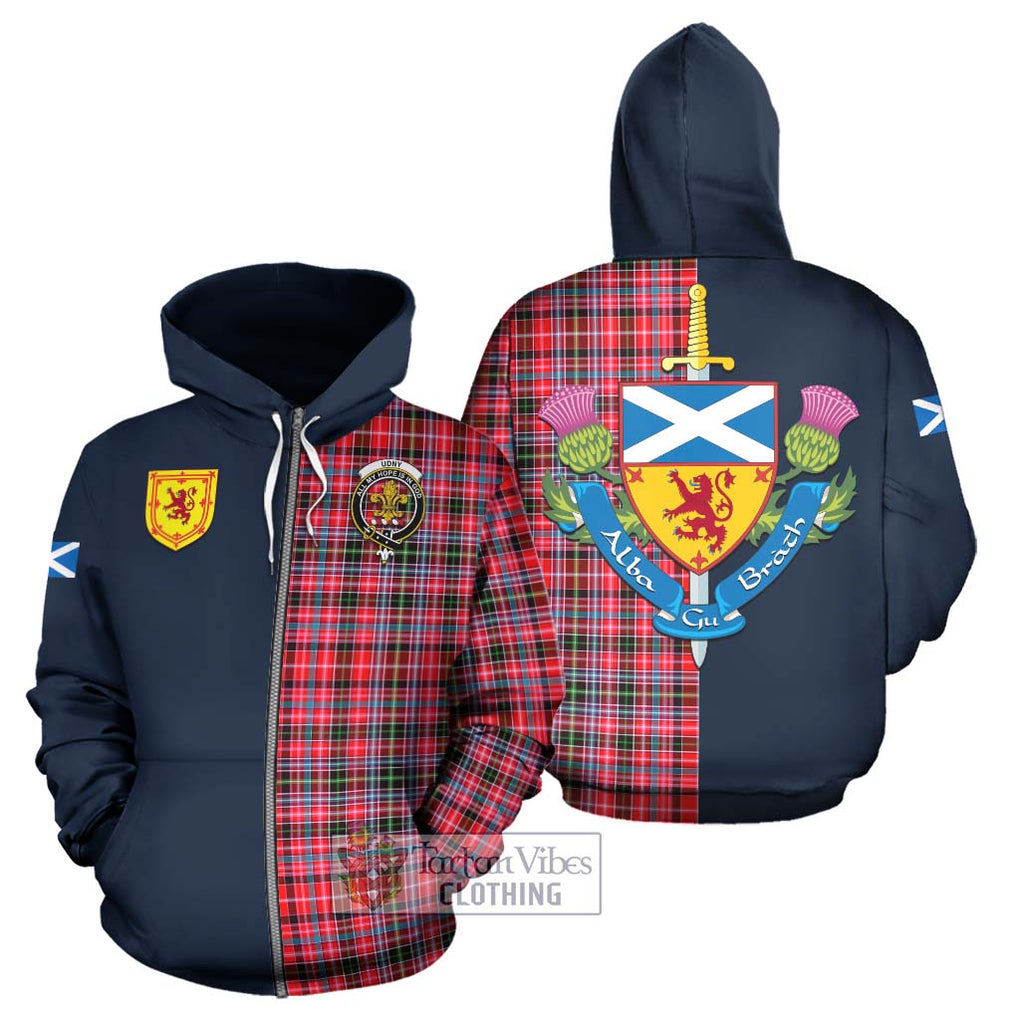 Tartan Vibes Clothing Udny Tartan Hoodie with Scottish Lion Royal Arm Half Style