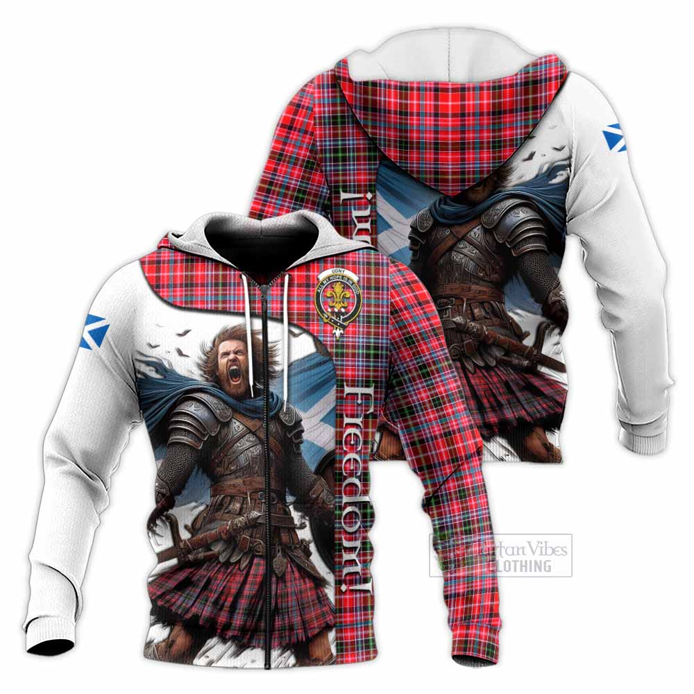 Tartan Vibes Clothing Udny Crest Tartan Knitted Hoodie Inspired by the Freedom of Scottish Warrior