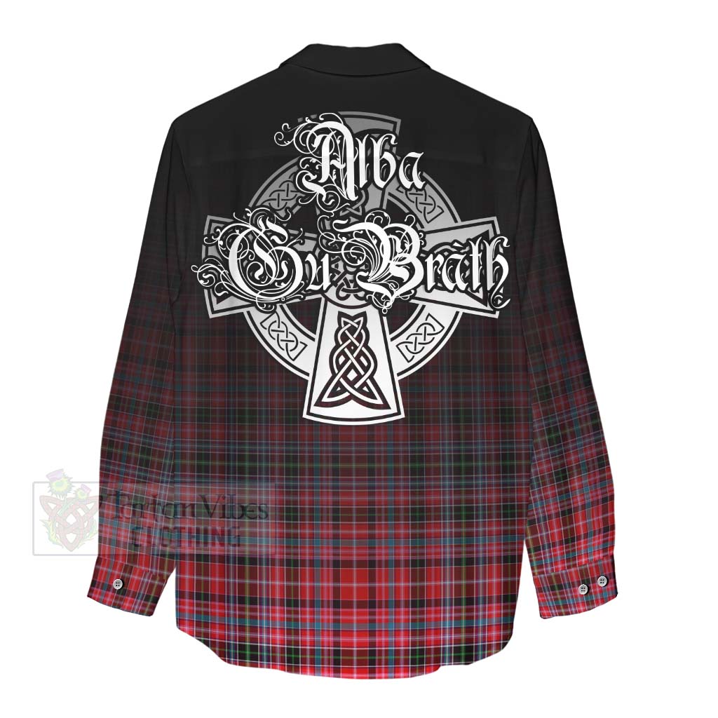 Tartan Vibes Clothing Udny Tartan Women's Casual Shirt Featuring Alba Gu Brath Family Crest Celtic Inspired