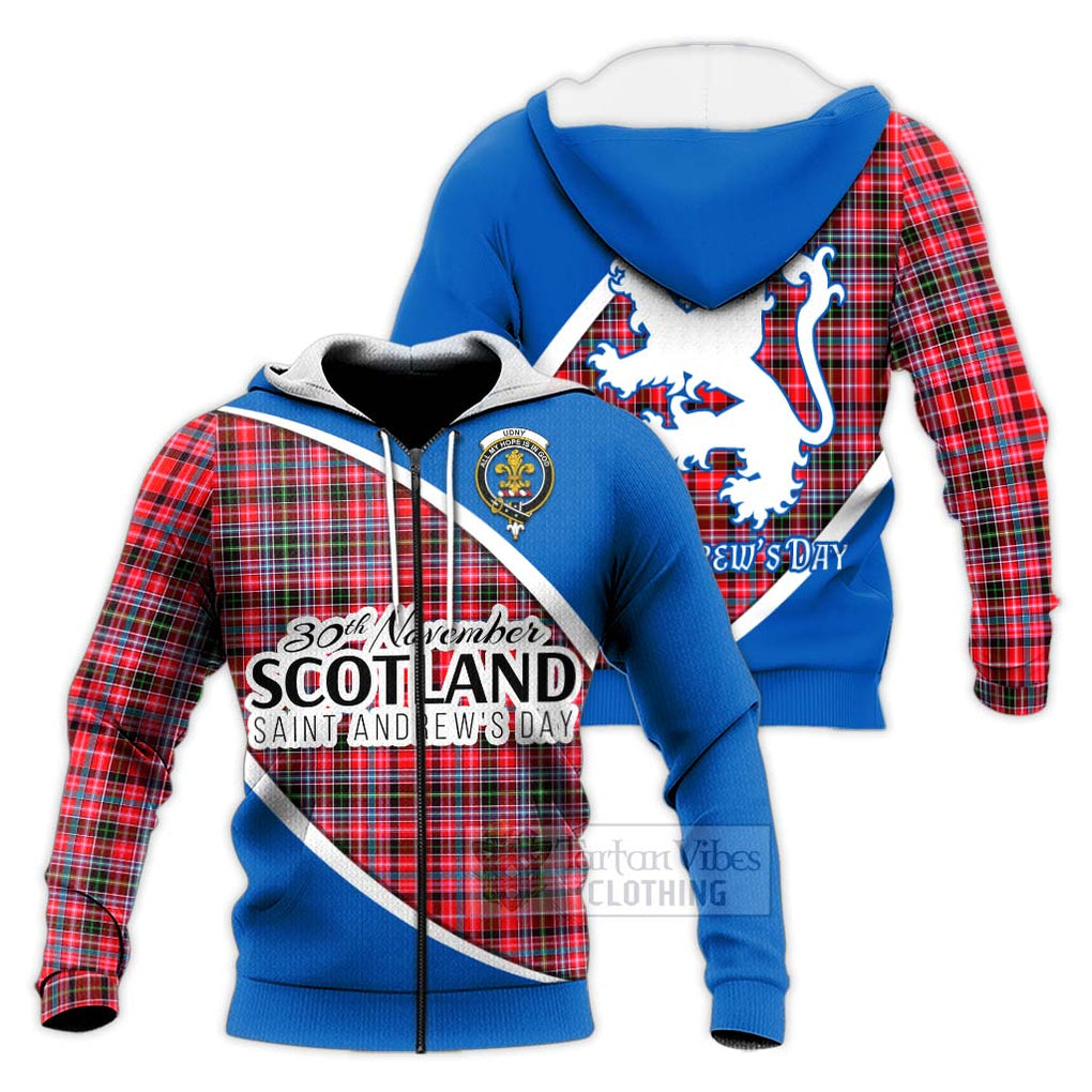 Tartan Vibes Clothing Udny Family Crest Tartan Knitted Hoodie Celebrate Saint Andrew's Day in Style