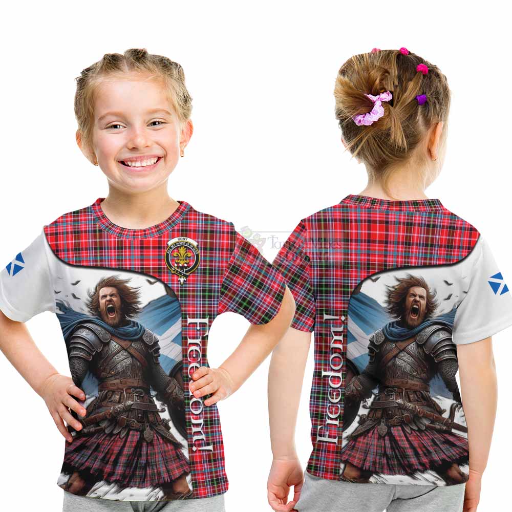 Tartan Vibes Clothing Udny Crest Tartan Kid T-Shirt Inspired by the Freedom of Scottish Warrior