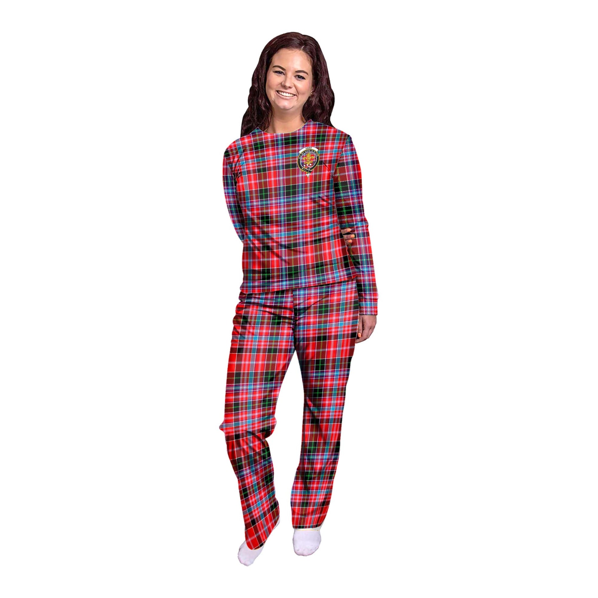 Udny Tartan Pajamas Family Set with Family Crest - Tartanvibesclothing