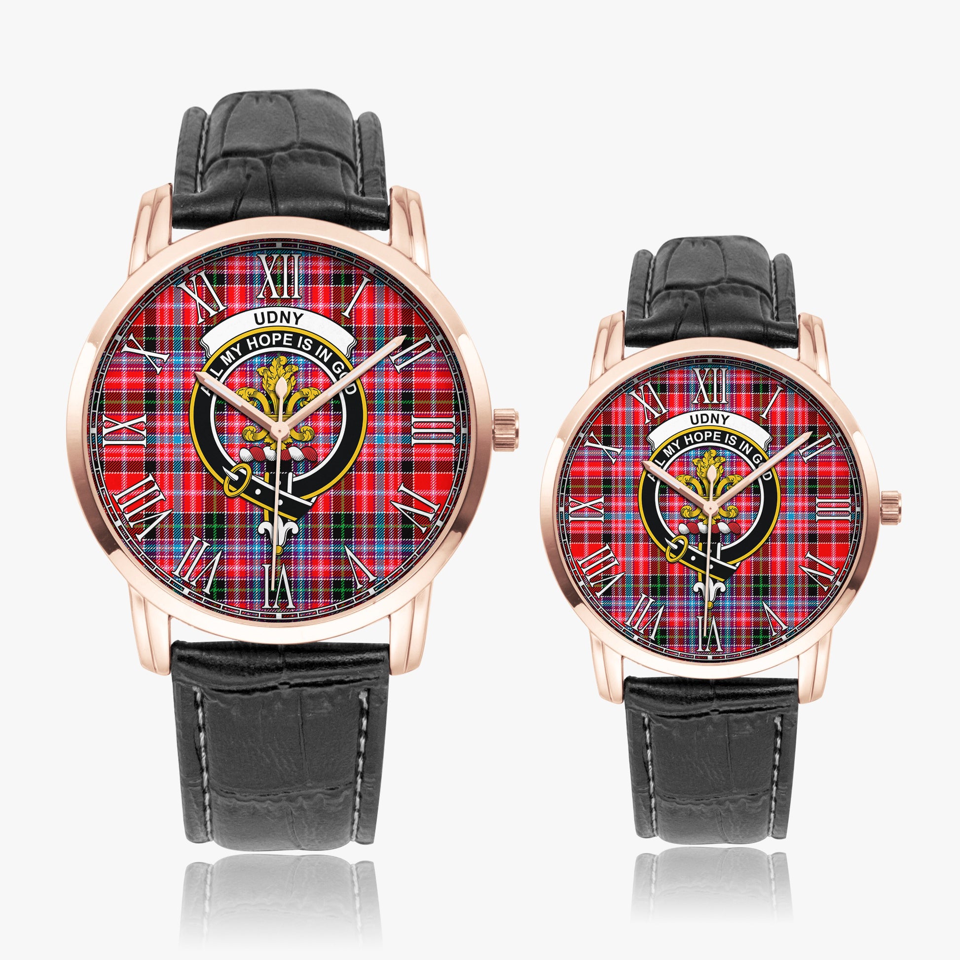 Udny Tartan Family Crest Leather Strap Quartz Watch - Tartanvibesclothing