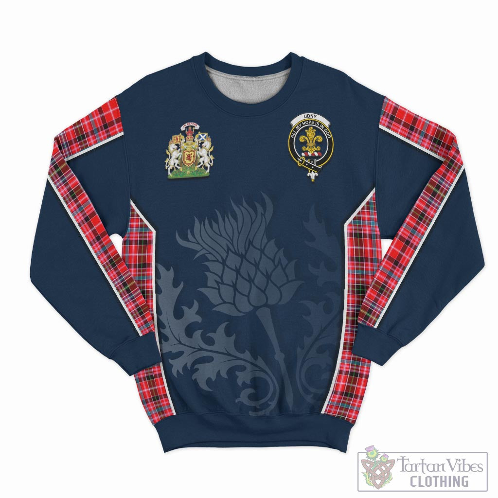 Tartan Vibes Clothing Udny Tartan Sweatshirt with Family Crest and Scottish Thistle Vibes Sport Style