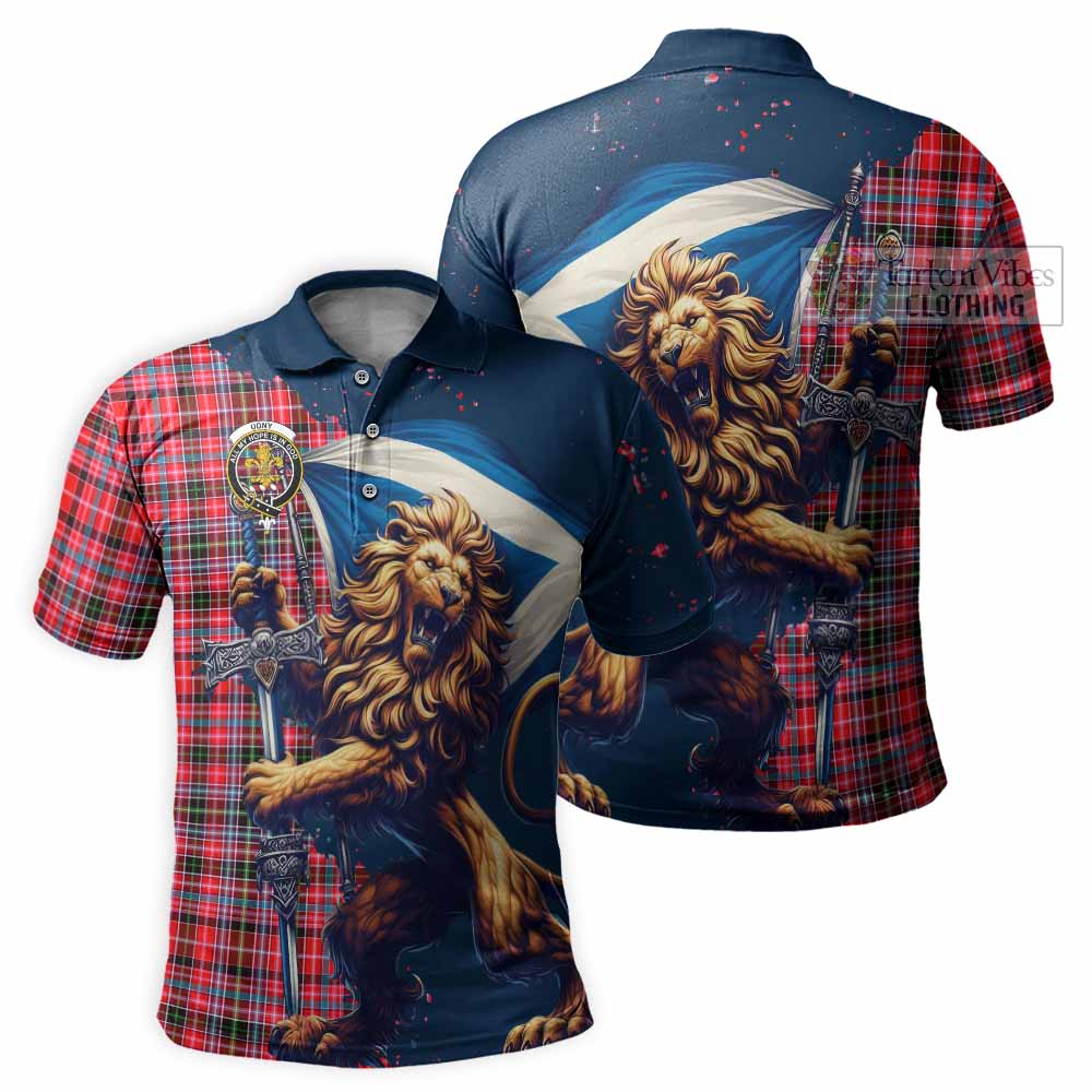 Tartan Vibes Clothing Udny Tartan Family Crest Men's Polo Shirt with Scottish Majestic Lion