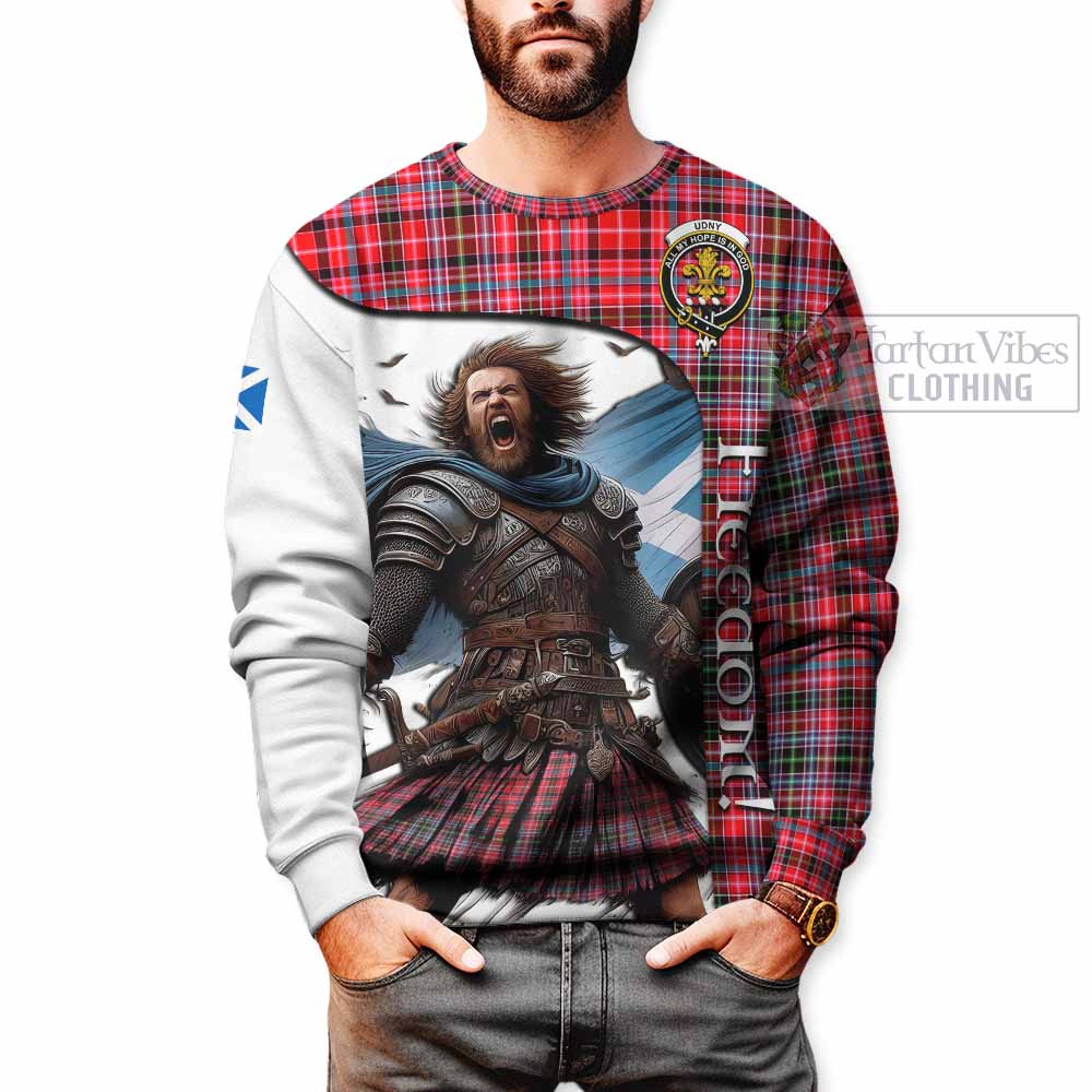 Tartan Vibes Clothing Udny Crest Tartan Sweatshirt Inspired by the Freedom of Scottish Warrior