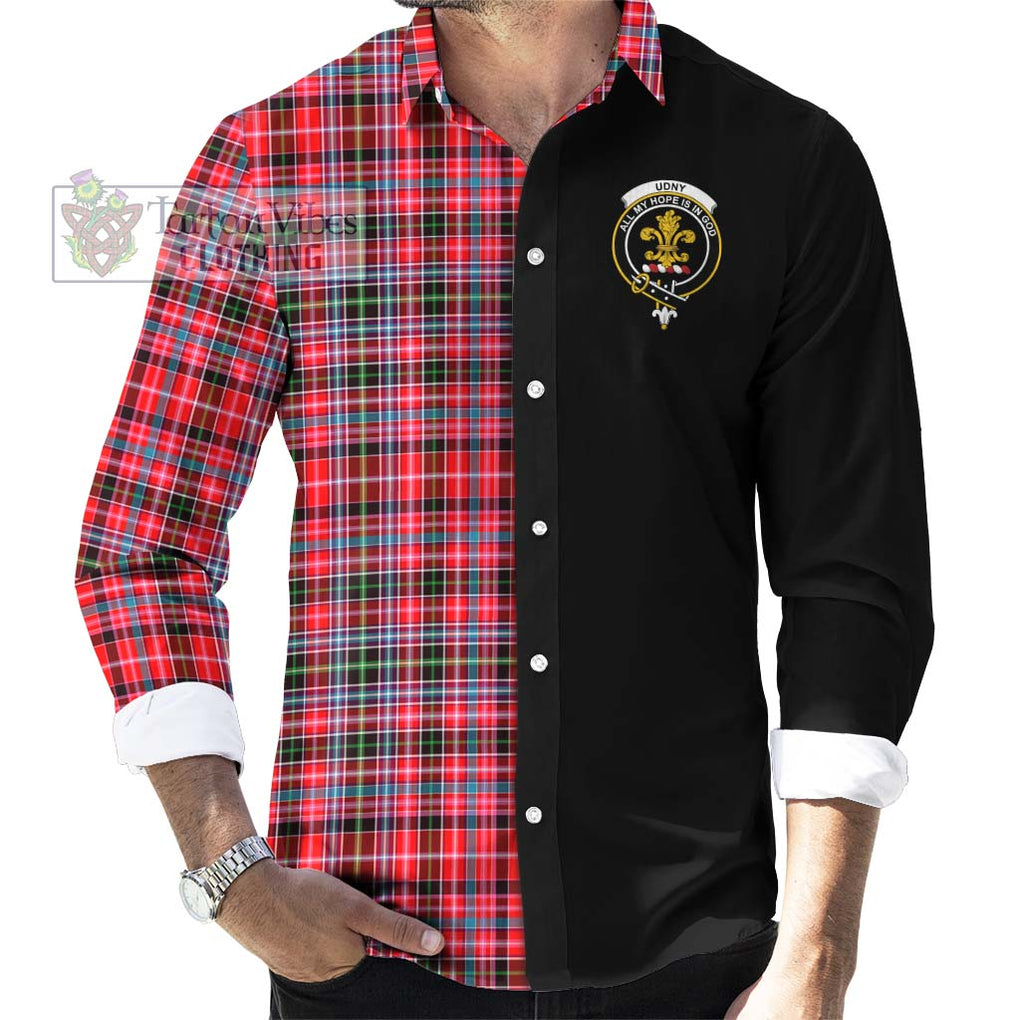 Udny Tartan Long Sleeve Button Shirt with Family Crest and Half Of Me Style - Tartanvibesclothing Shop