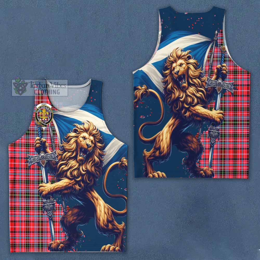 Tartan Vibes Clothing Udny Tartan Family Crest Men's Tank Top with Scottish Majestic Lion