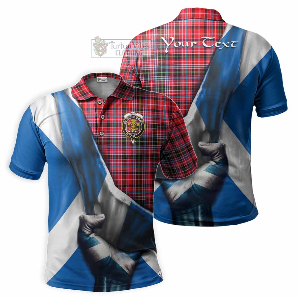 Tartan Vibes Clothing Udny Tartan Polo Shirt with Family Crest Scotland Patriotic Style