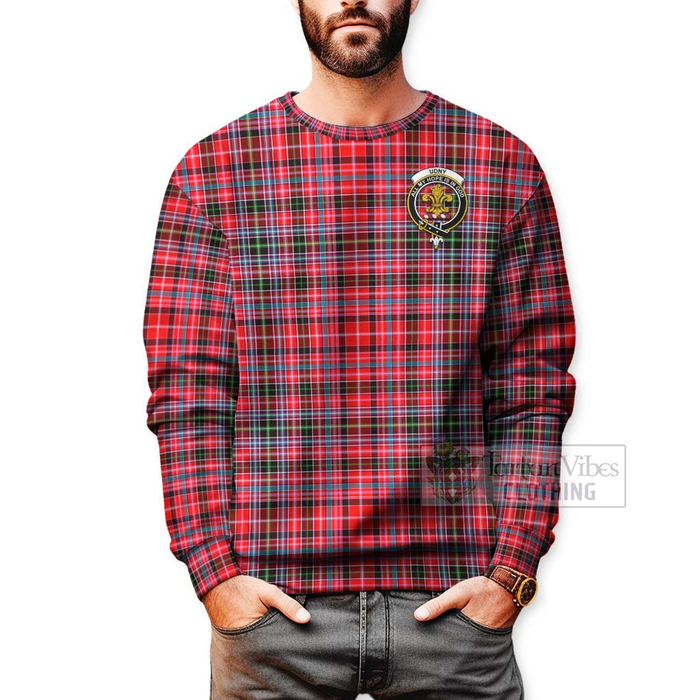 Tartan Vibes Clothing Udny Tartan Sweatshirt with Family Crest Celtic Skull Style