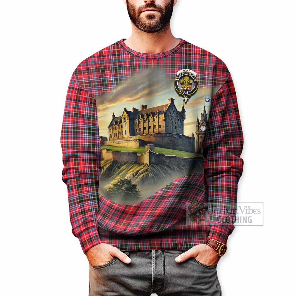 Udny Tartan Family Crest Sweatshirt with Scottish Ancient Castle Style - Tartan Vibes Clothing