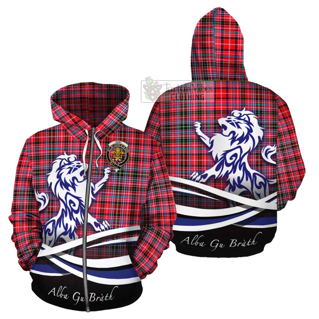 Udny Tartan Cotton Hoodie with Alba Gu Brath Regal Lion Emblem - Tartan Vibes Clothing