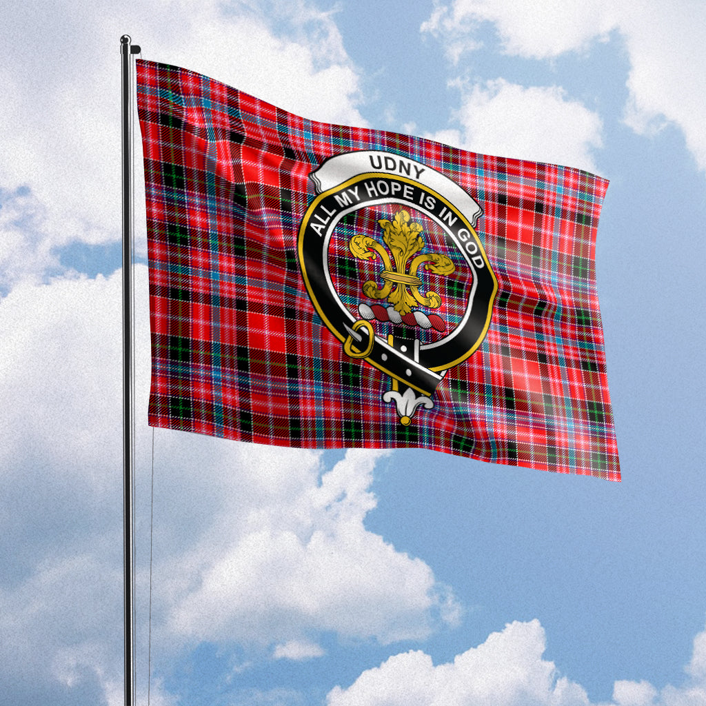 Udny Tartan Flag with Family Crest House Flag (Horizontal) - Tartan Vibes Clothing