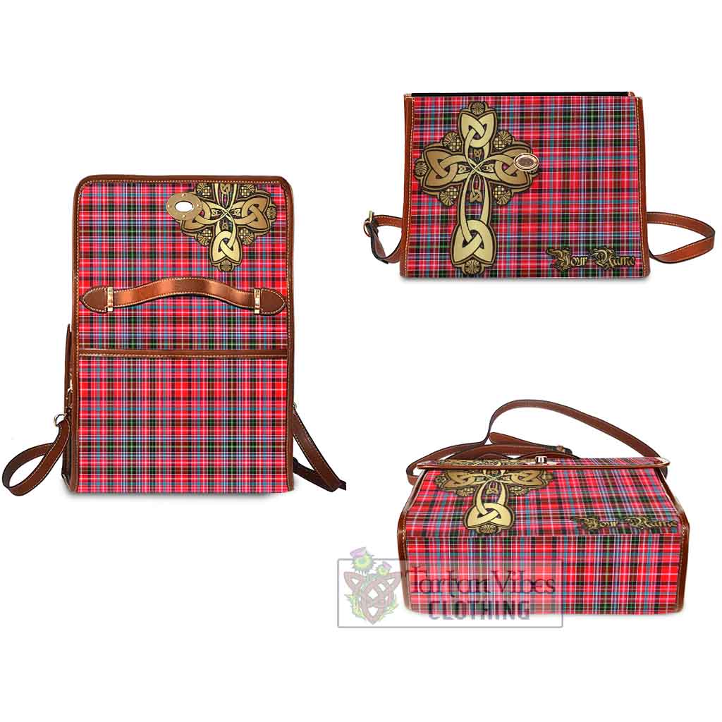 Tartan Vibes Clothing Udny Tartan Waterproof Canvas Bag Golden Thistle Celtic Cross Style