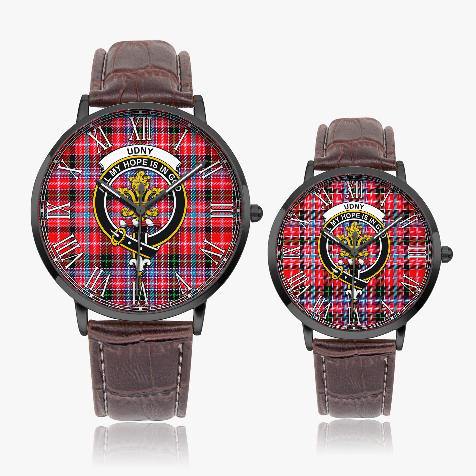 Udny Tartan Family Crest Leather Strap Quartz Watch - Tartanvibesclothing