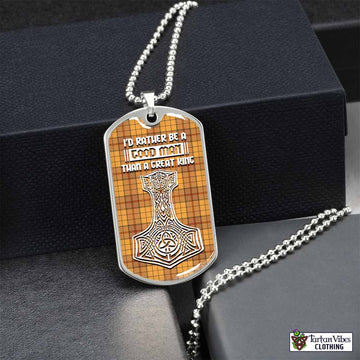 Ulster Tartan Dog Tag Necklace Viking Mjolnir Style