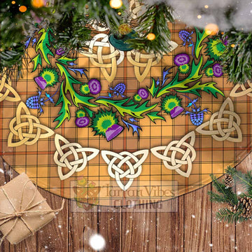 Ulster Tartan Christmas Tree Skirt with Thistle Celtic Knot Style