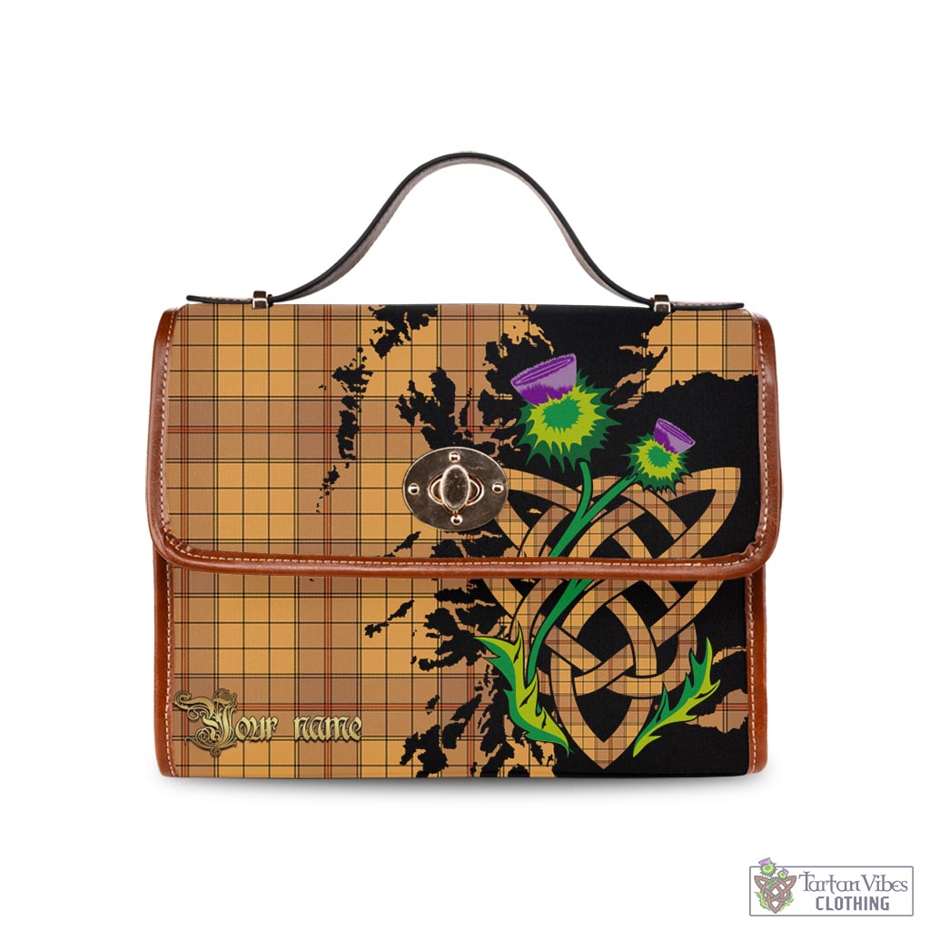 Tartan Vibes Clothing Ulster Tartan Waterproof Canvas Bag with Scotland Map and Thistle Celtic Accents