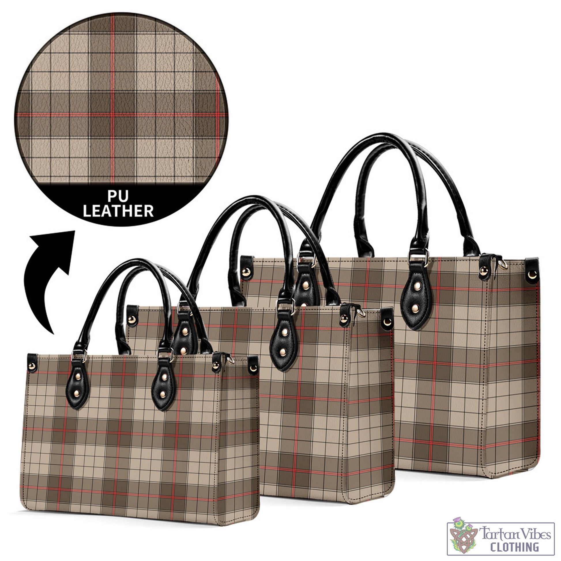 Tartan Vibes Clothing Ulster Brown Modern Tartan Luxury Leather Handbags