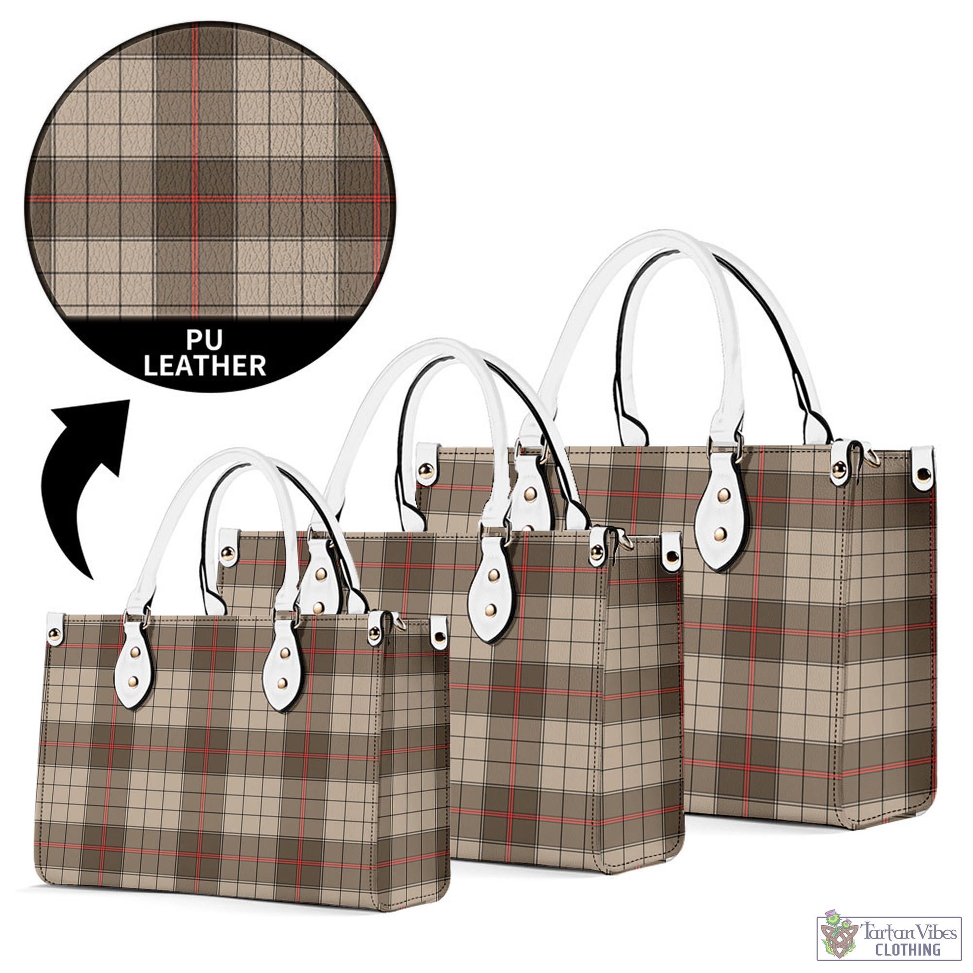 Tartan Vibes Clothing Ulster Brown Modern Tartan Luxury Leather Handbags