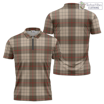 Ulster Brown Modern Tartan Zipper Polo Shirt