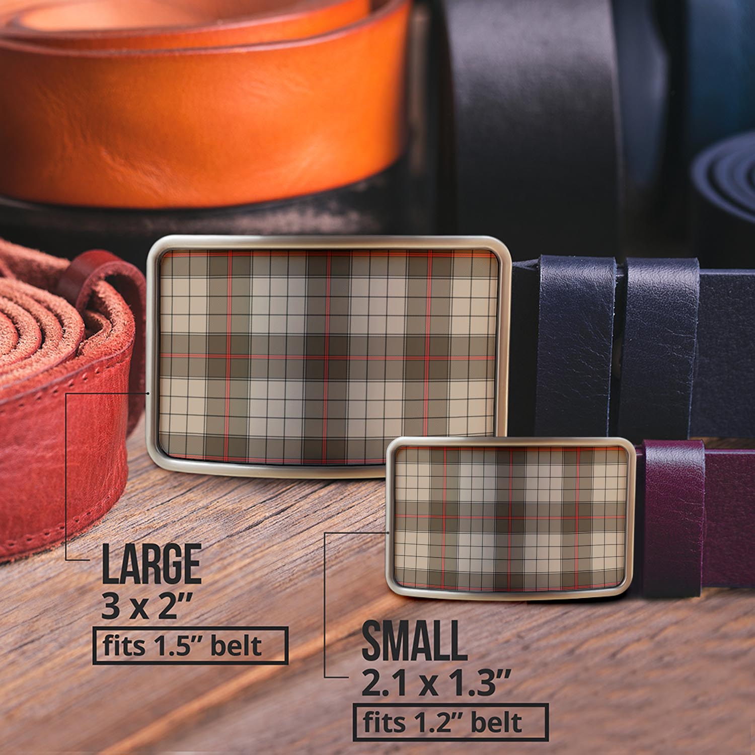 Tartan Vibes Clothing Ulster Brown Modern Tartan Belt Buckles