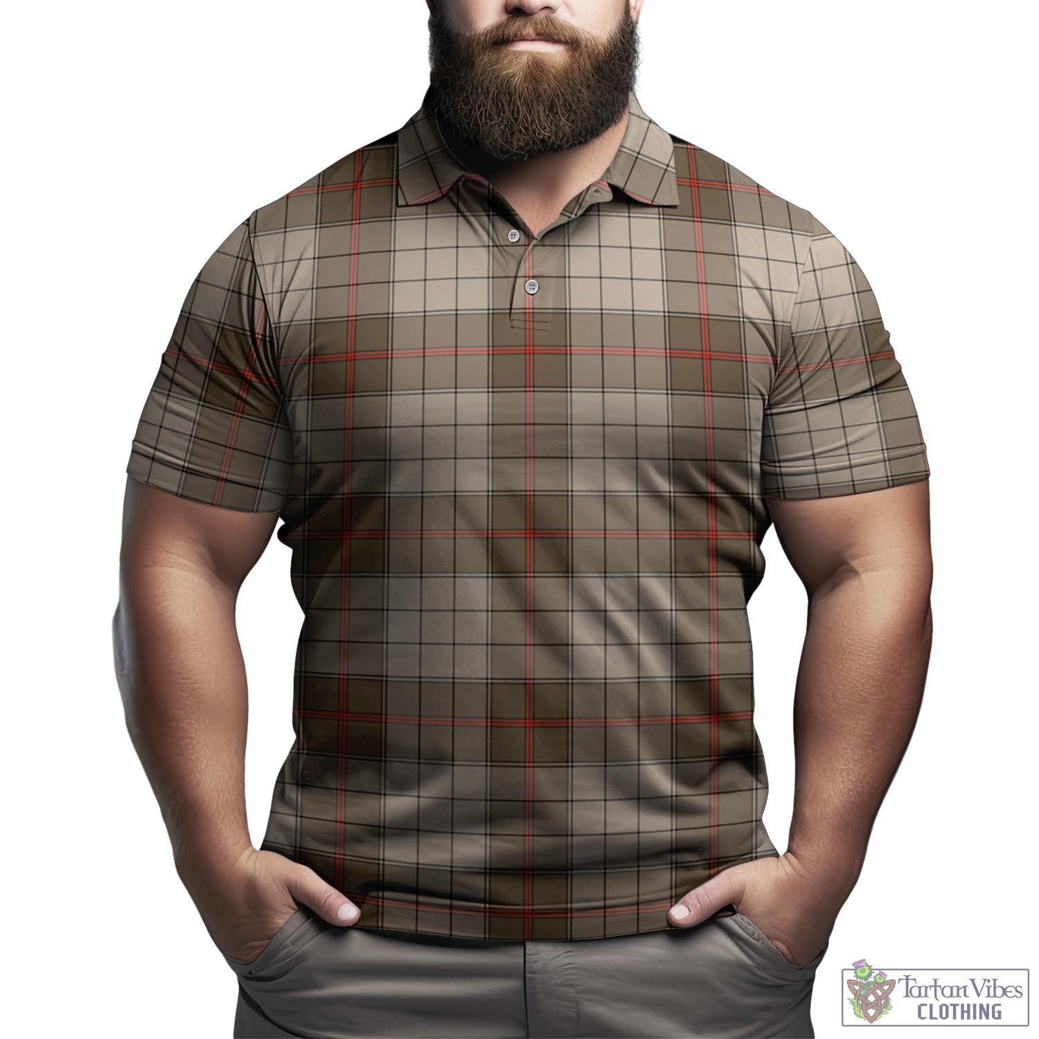 Tartan Vibes Clothing Ulster Brown Modern Tartan Mens Polo Shirt