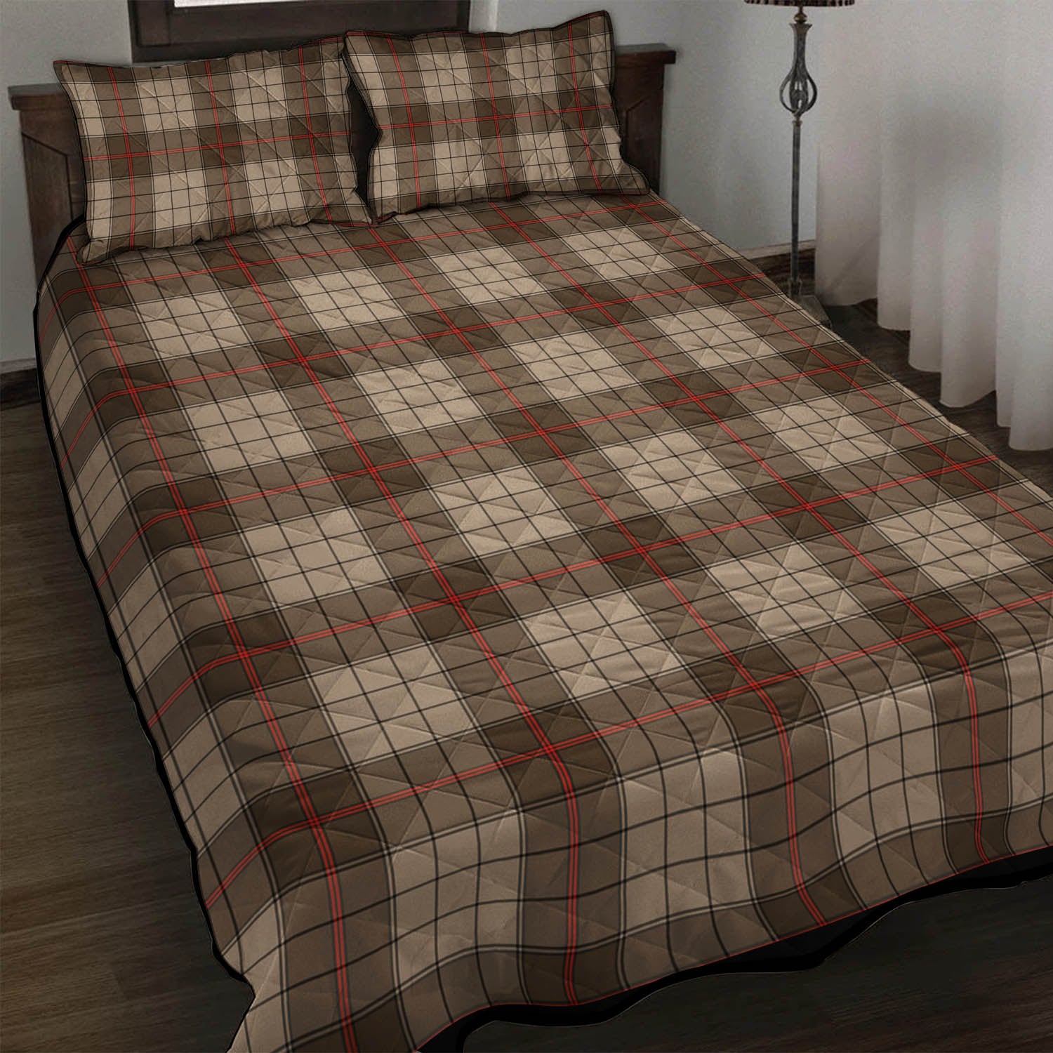 Ulster Brown Modern Tartan Quilt Bed Set - Tartan Vibes Clothing