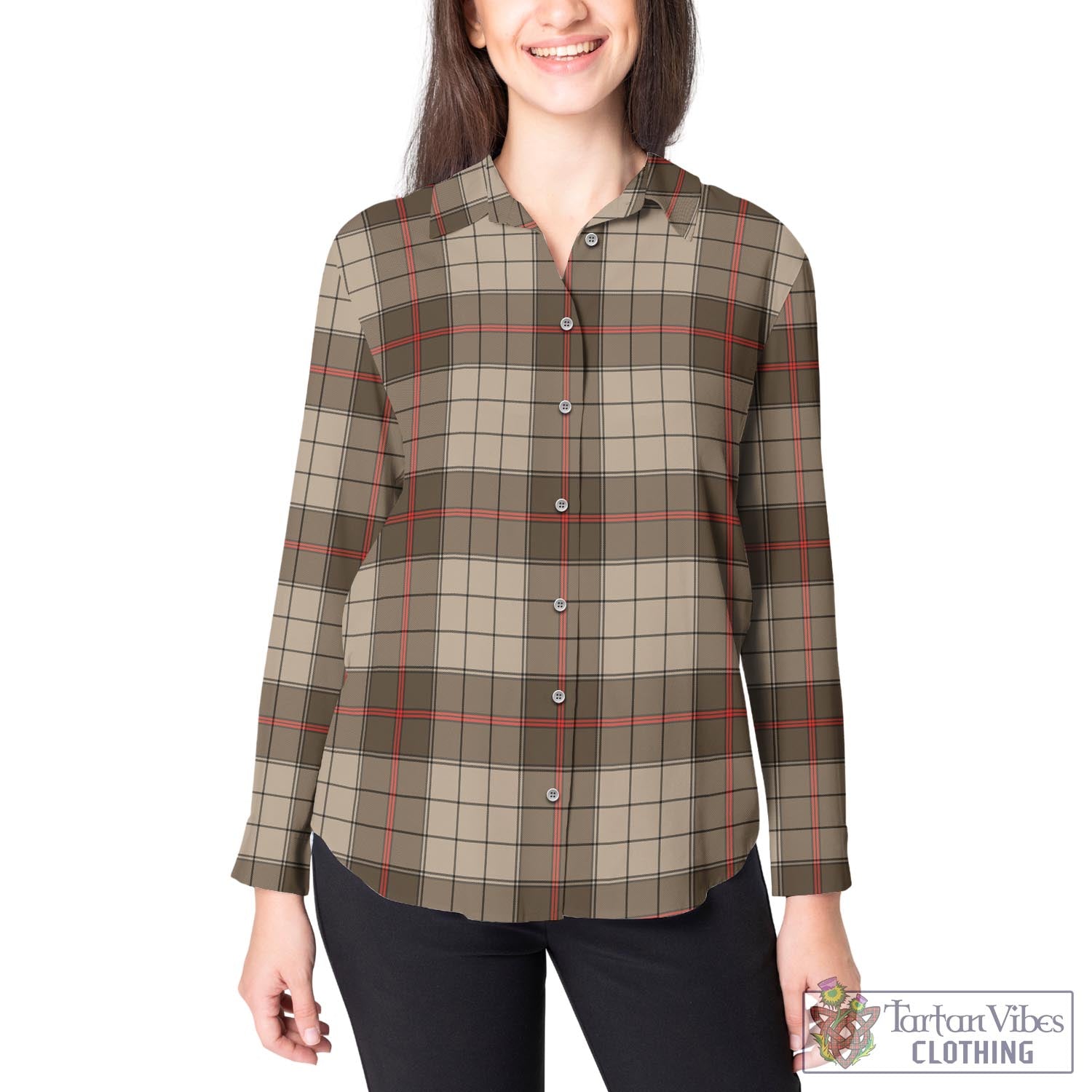 Ulster Brown Modern Tartan Womens Casual Shirt