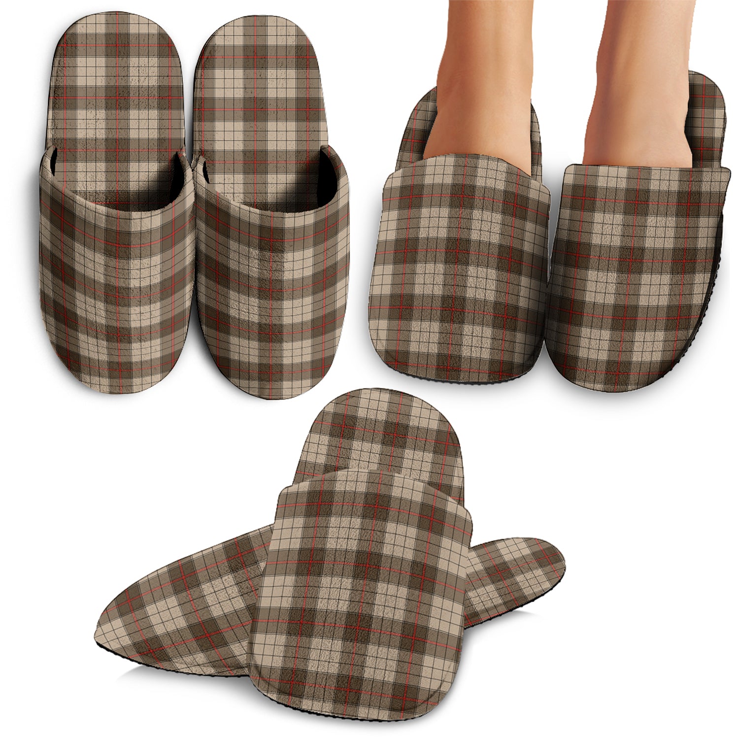 Ulster Brown Modern Tartan Home Slippers - Tartanvibesclothing Shop