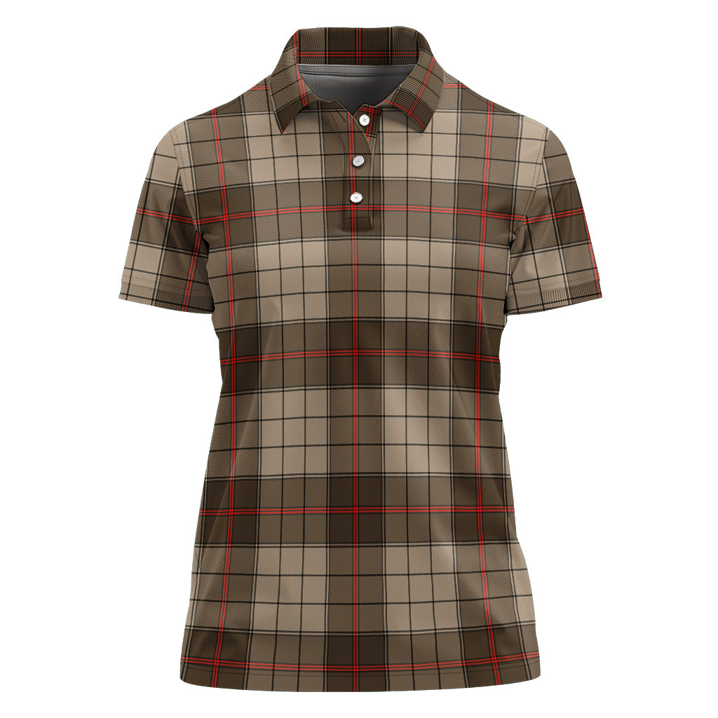 Tartan Vibes Clothing Ulster Brown Modern Tartan Polo Shirt For Women