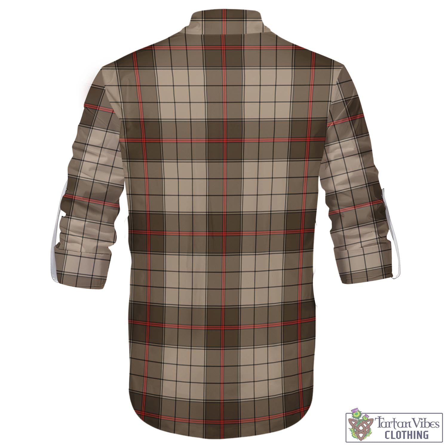 Tartan Vibes Clothing Ulster Brown Modern Tartan Men's Scottish Traditional Jacobite Ghillie Kilt Shirt