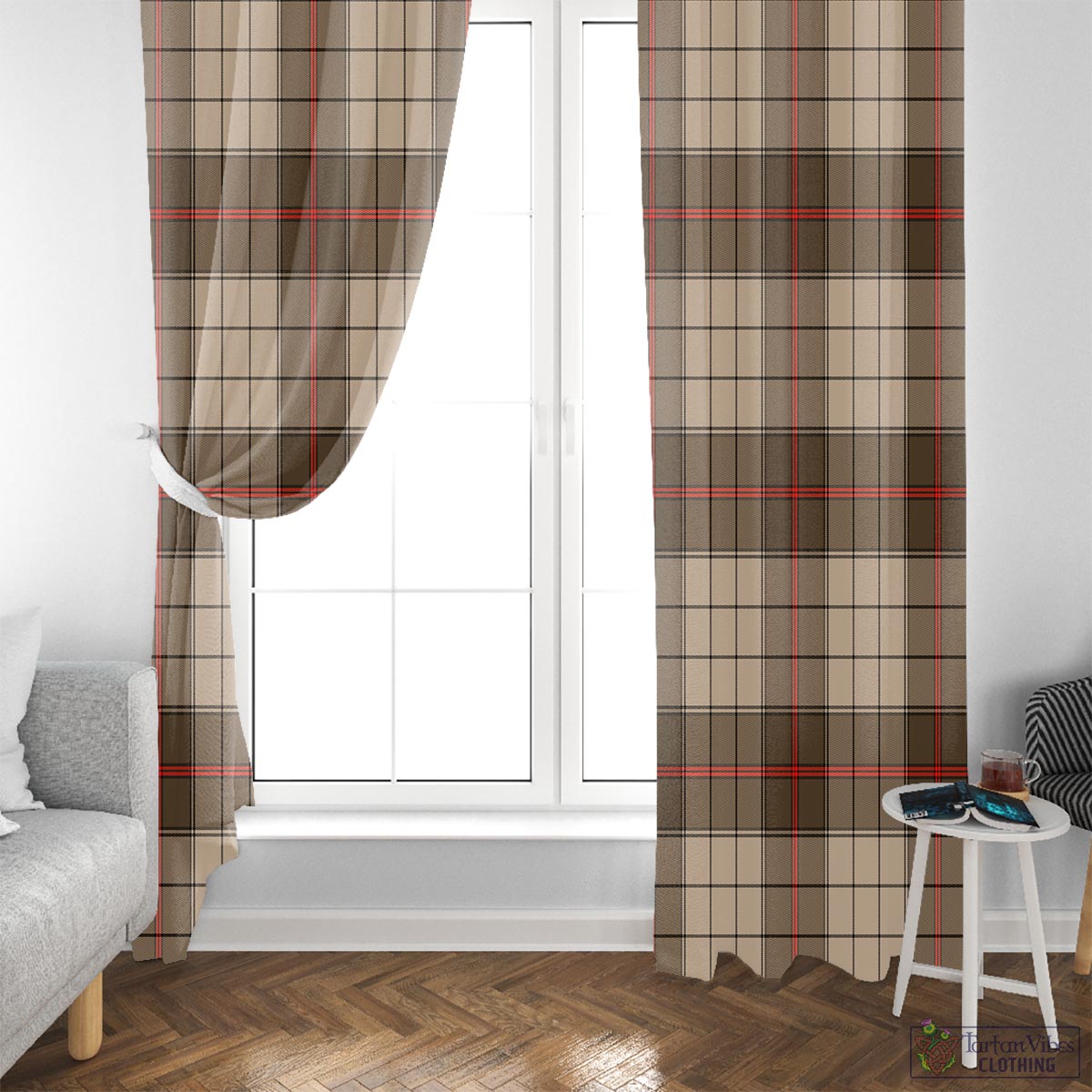 Ulster Brown Modern Tartan Window Curtain