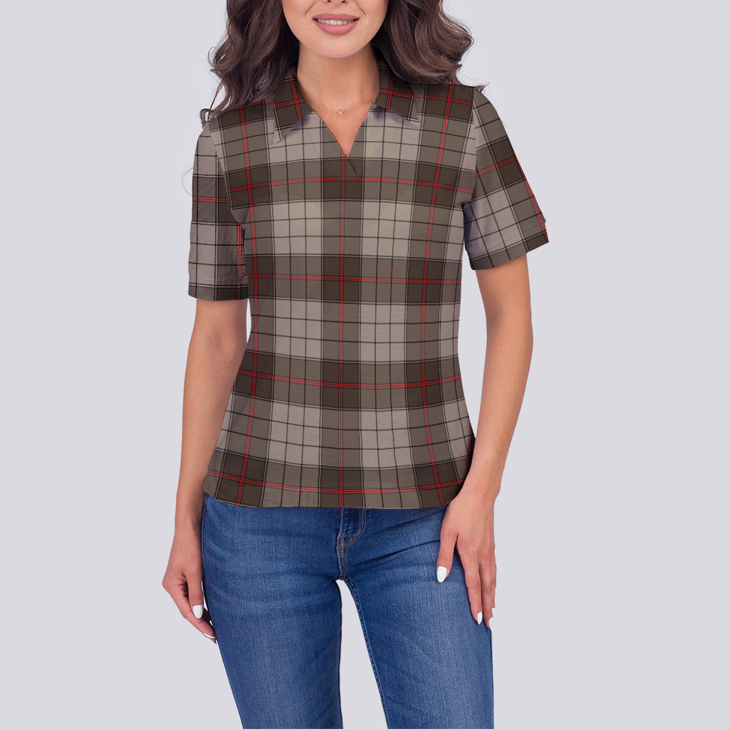 Tartan Vibes Clothing Ulster Brown Modern Tartan Polo Shirt For Women