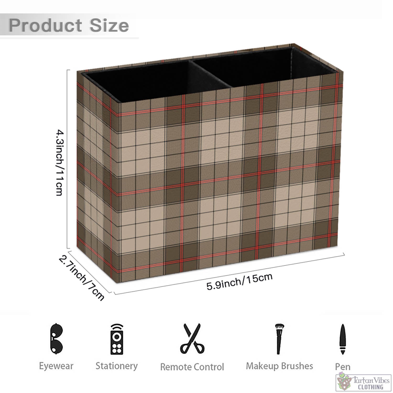 Tartan Vibes Clothing Ulster Brown Modern Tartan Pen Holder