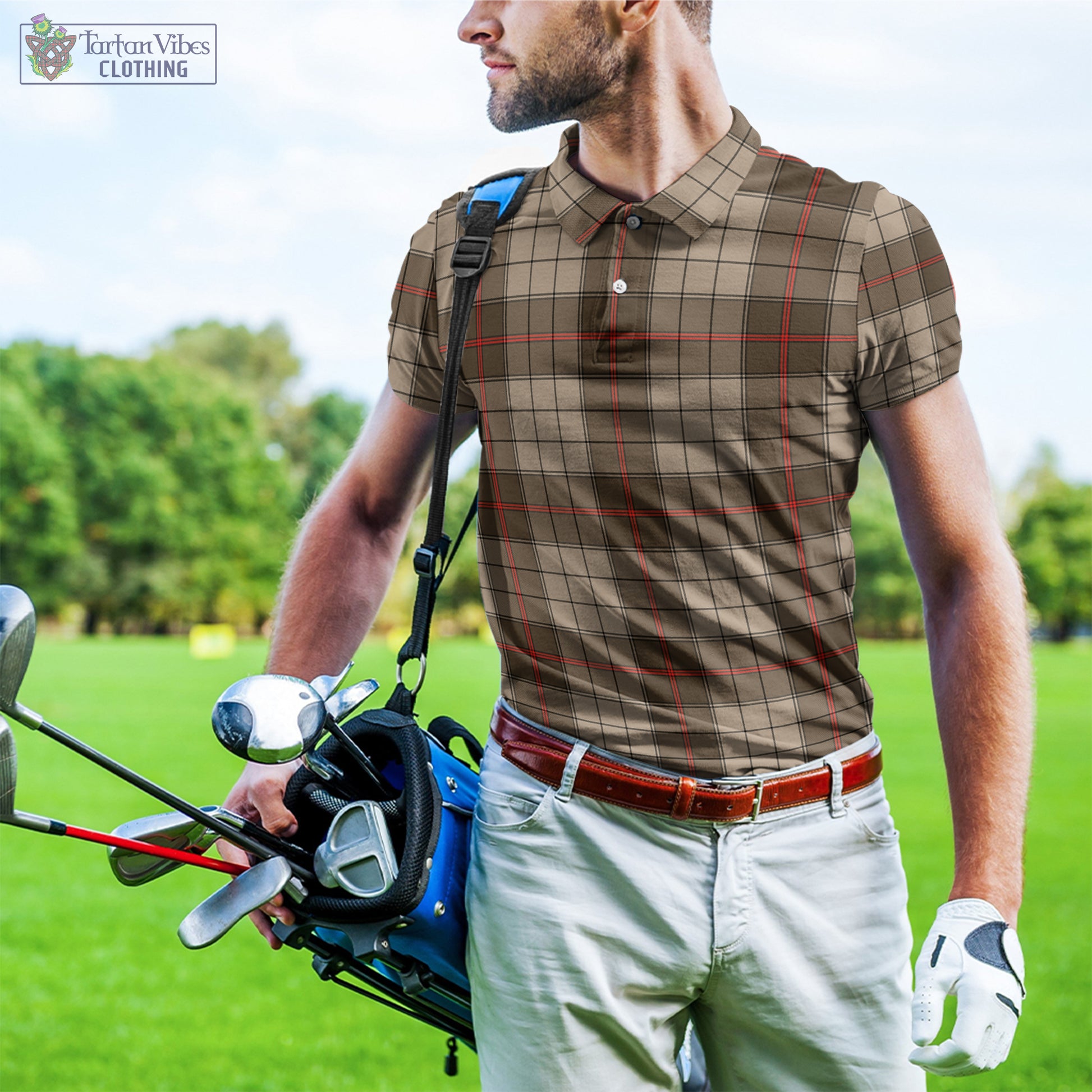 Tartan Vibes Clothing Ulster Brown Modern Tartan Mens Polo Shirt